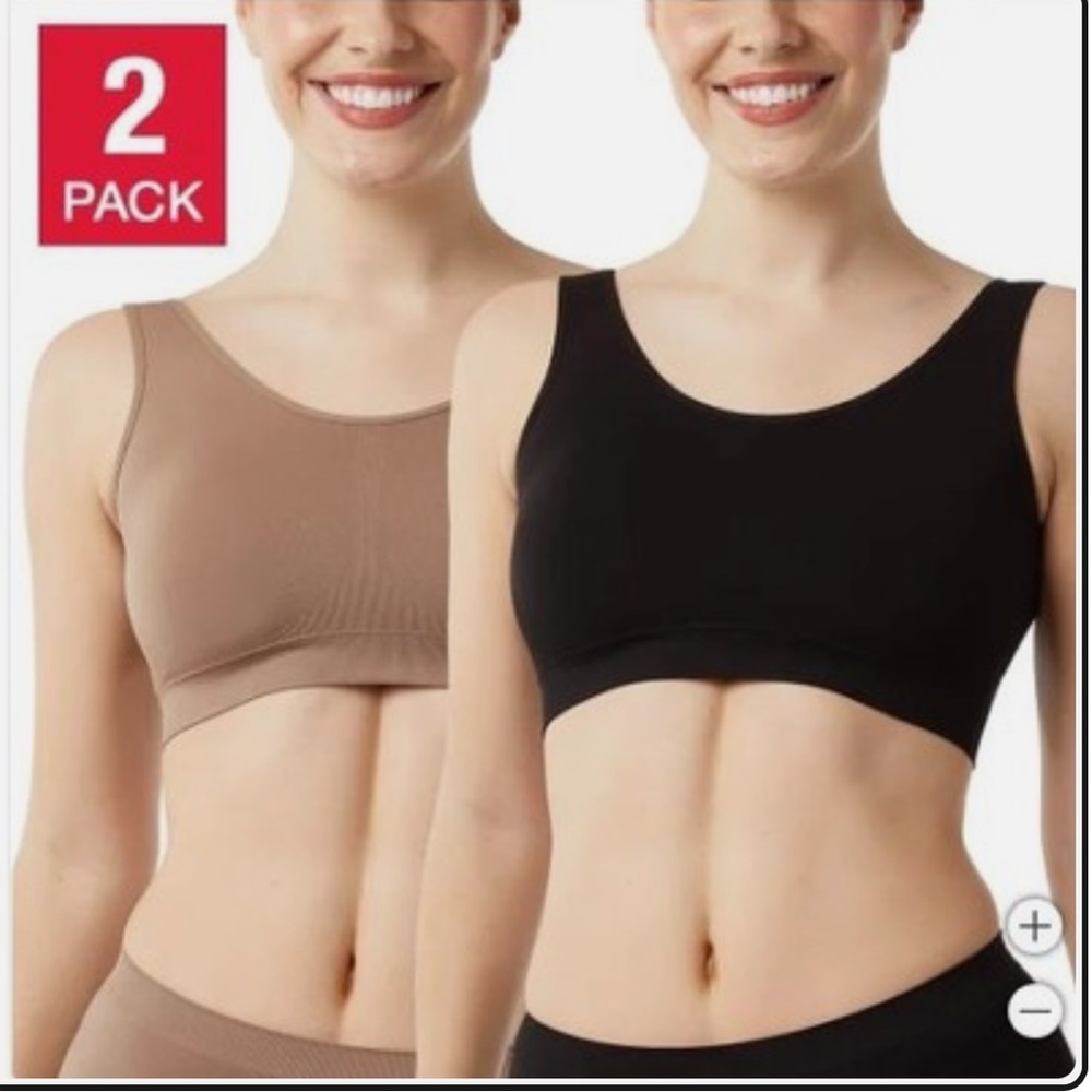 Layer Zero by‎ 32 Degrees Bra Set Black Tan 2-Pack Seamless Wireless Stretch